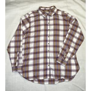 Jachs Girlfriend New York Snap Plaid Print Flannel Shirt XL Printed Top